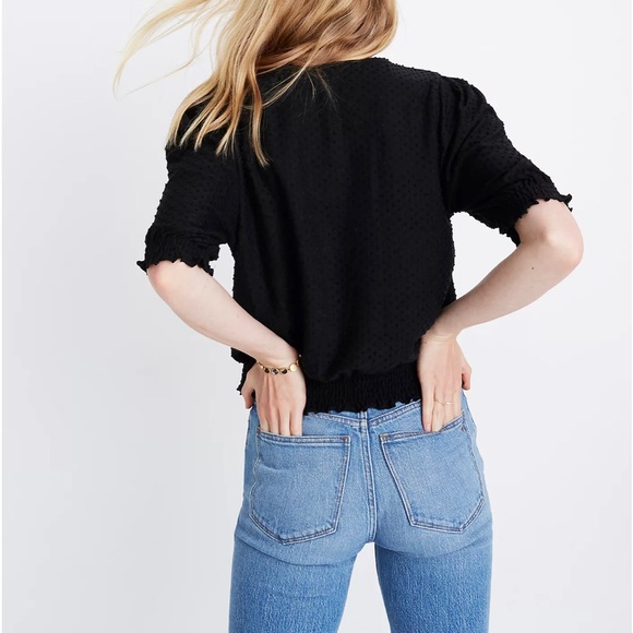 MADEWELL CLIP DOT SMOCKED CROSSOVER SHIRT SIZE S - Picture 2 of 11